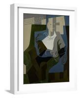 Seated Harlequin, C.1920-Juan Gris-Framed Giclee Print