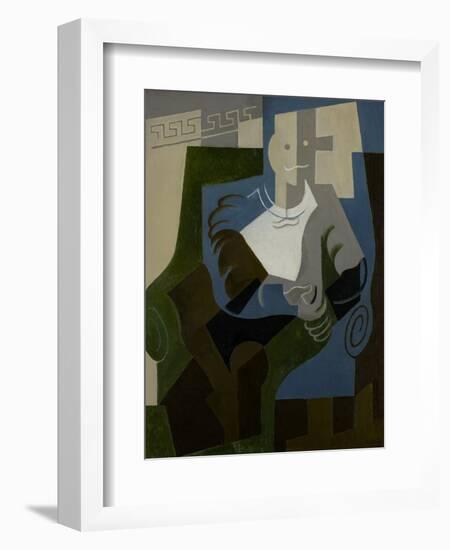 Seated Harlequin, C.1920-Juan Gris-Framed Giclee Print