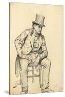 Seated Man, Arm Leaning on His Leg, C. 1872-1875-Ilya Efimovich Repin-Stretched Canvas