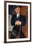 Seated Man (Leaning on a Cane), 1918-Amedeo Modigliani-Framed Giclee Print