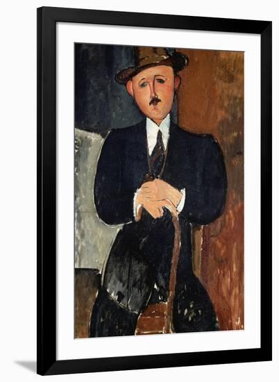 Seated Man (Leaning on a Cane), 1918-Amedeo Modigliani-Framed Giclee Print