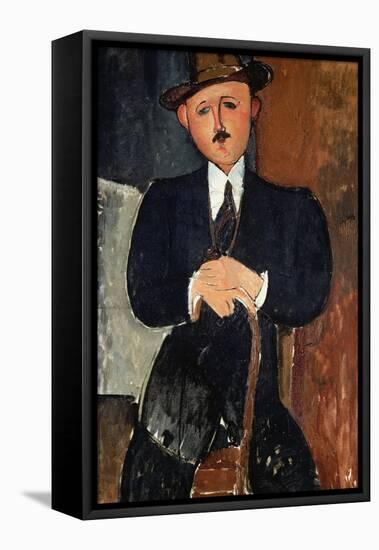 Seated Man (Leaning on a Cane), 1918-Amedeo Modigliani-Framed Stretched Canvas