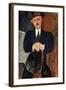 Seated Man (Leaning on a Cane), 1918-Amedeo Modigliani-Framed Giclee Print