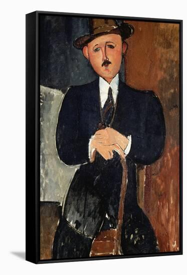 Seated Man (Leaning on a Cane), 1918-Amedeo Modigliani-Framed Stretched Canvas