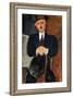 Seated Man (Leaning on a Cane), 1918-Amedeo Modigliani-Framed Giclee Print