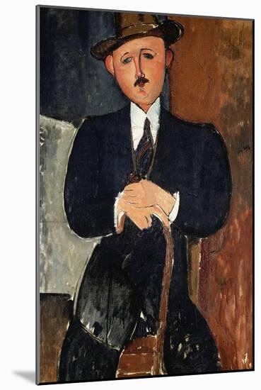 Seated Man (Leaning on a Cane), 1918-Amedeo Modigliani-Mounted Giclee Print