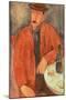 Seated Man Leaning on a Table-Amedeo Modigliani-Mounted Giclee Print