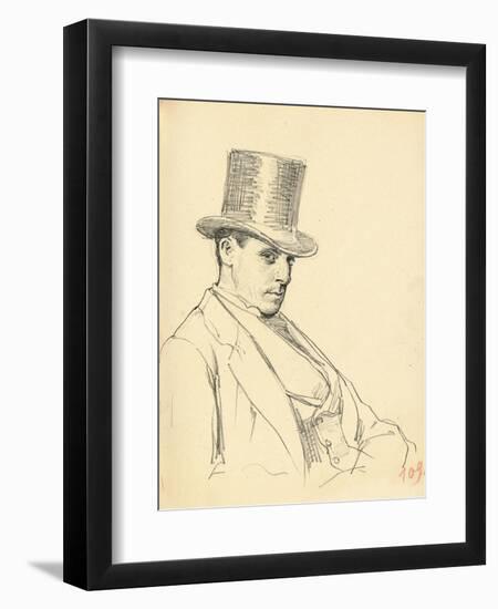 Seated Man with Top Hat, C. 1872-1875-Ilya Efimovich Repin-Framed Premium Giclee Print