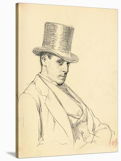 Seated Man with Top Hat, C. 1872-1875-Ilya Efimovich Repin-Stretched Canvas