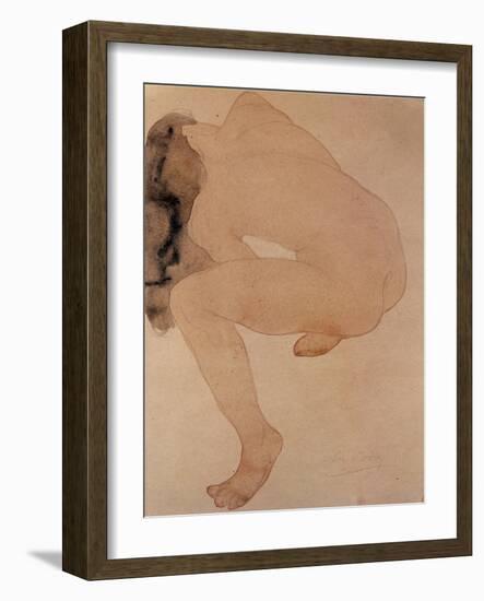 Seated Nude Bending over-Auguste Rodin-Framed Giclee Print