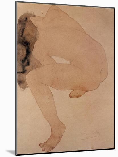 Seated Nude Bending over-Auguste Rodin-Mounted Giclee Print