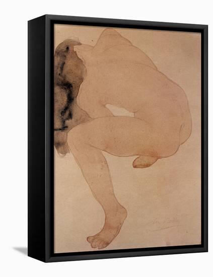 Seated Nude Bending over-Auguste Rodin-Framed Stretched Canvas