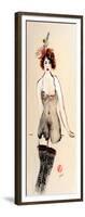 Seated Nude in Black Stockings with Flower and Bird, (I) 2015-Susan Adams-Framed Giclee Print