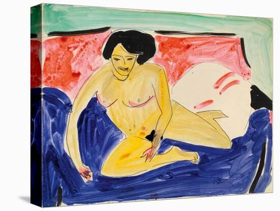 Seated Nude on Divan, 1909-Ernst Ludwig Kirchner-Stretched Canvas