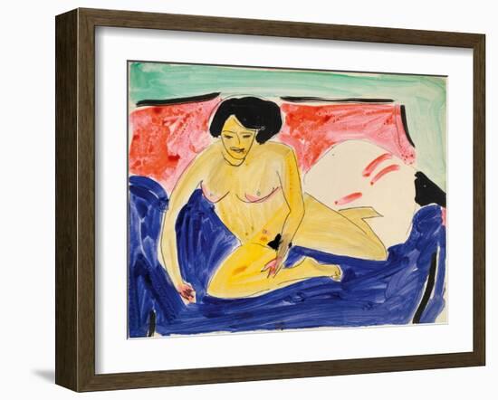 Seated Nude on Divan, 1909-Ernst Ludwig Kirchner-Framed Giclee Print