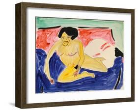 Seated Nude on Divan, 1909-Ernst Ludwig Kirchner-Framed Giclee Print
