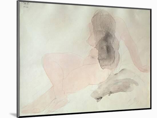 Seated Nude with Dishevelled Hair (W/C on Paper)-Auguste Rodin-Mounted Premium Giclee Print