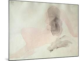 Seated Nude with Dishevelled Hair (W/C on Paper)-Auguste Rodin-Mounted Giclee Print