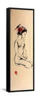 Seated Nude with Flower and Bird, 2015-Susan Adams-Framed Stretched Canvas