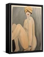 Seated Nude with Pink Hat 2004-Susan Adams-Framed Stretched Canvas