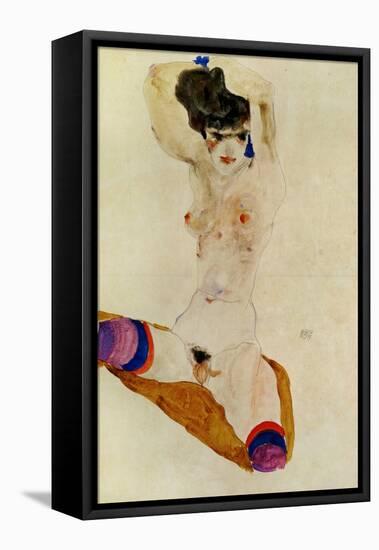 Seated Nude Woman with Arms Crossed over Head, 1911-Egon Schiele-Framed Stretched Canvas