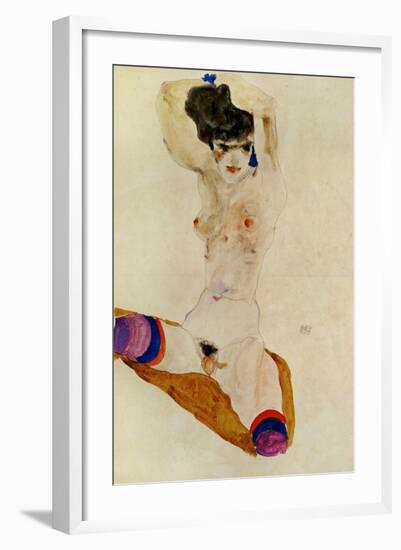 Seated Nude Woman with Arms Crossed over Head, 1911-Egon Schiele-Framed Giclee Print