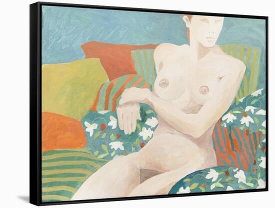 Seated nude-Jennifer Abbott-Framed Stretched Canvas