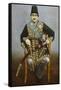 Seated Portrait of Nasir Al-Din Shah Qajar Persia, circa 1850-1870-null-Framed Stretched Canvas