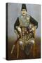 Seated Portrait of Nasir Al-Din Shah Qajar Persia, circa 1850-1870-null-Stretched Canvas