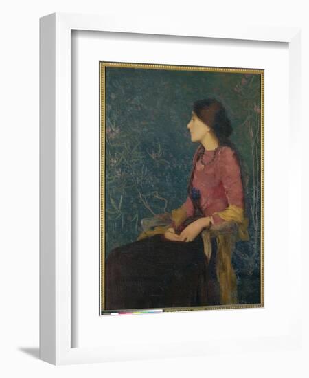 Seated Portrait of Thadee-Caroline Jacquet, Later Madame Aman-Jean, Before 1892-Edmond-francois Aman-jean-Framed Giclee Print