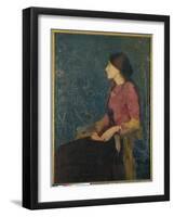 Seated Portrait of Thadee-Caroline Jacquet, Later Madame Aman-Jean, Before 1892-Edmond-francois Aman-jean-Framed Giclee Print