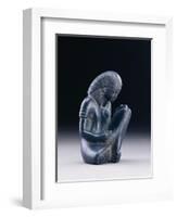 Seated Scribe, New Kingdom, 1391-1353 BC (Greywacke)-Egyptian 18th Dynasty-Framed Premium Giclee Print