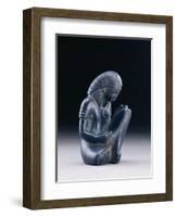 Seated Scribe, New Kingdom, 1391-1353 BC (Greywacke)-Egyptian 18th Dynasty-Framed Giclee Print