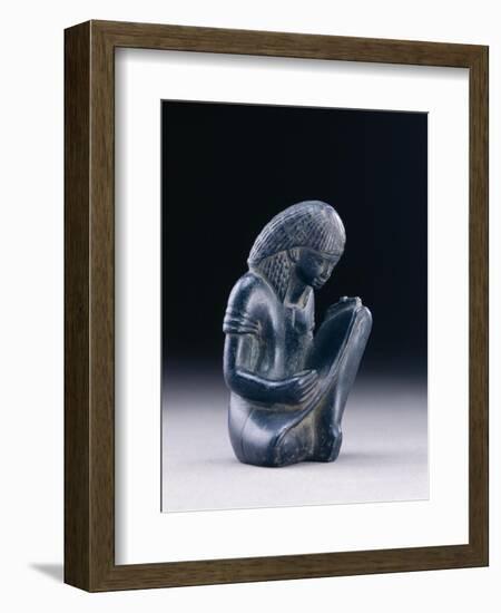 Seated Scribe, New Kingdom, 1391-1353 BC (Greywacke)-Egyptian 18th Dynasty-Framed Giclee Print