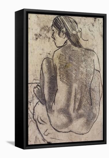 Seated Tahitian Nude from the Back; Tahitienne Nue De Dos Assise-Paul Gauguin-Framed Stretched Canvas