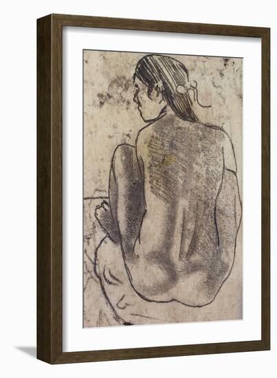 Seated Tahitian Nude from the Back; Tahitienne Nue De Dos Assise-Paul Gauguin-Framed Giclee Print