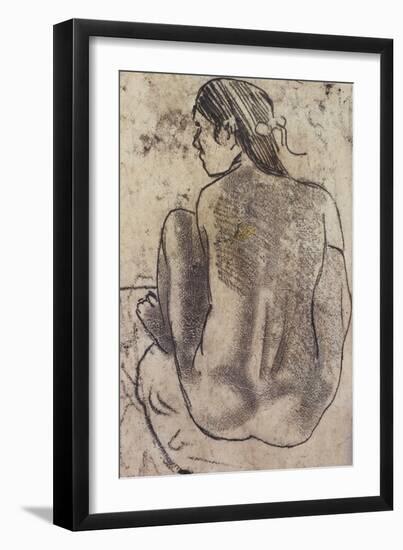 Seated Tahitian Nude from the Back; Tahitienne Nue De Dos Assise-Paul Gauguin-Framed Giclee Print