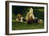 Seated Woman and Boy Lying on the Grass-Vittorio Avondo-Framed Giclee Print