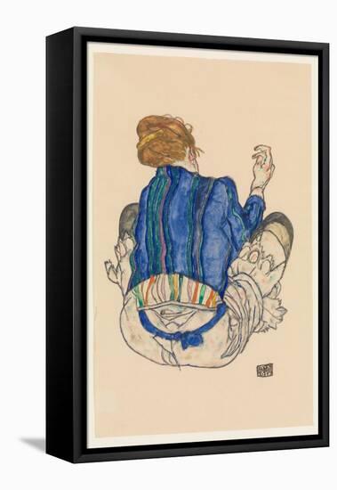 Seated Woman, Back View, 1917-Egon Schiele-Framed Stretched Canvas