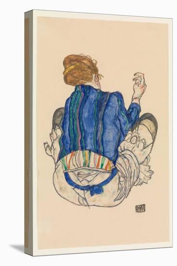 Seated Woman, Back View, 1917-Egon Schiele-Stretched Canvas