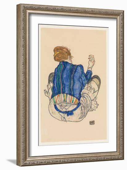 Seated Woman, Back View, 1917-Egon Schiele-Framed Giclee Print