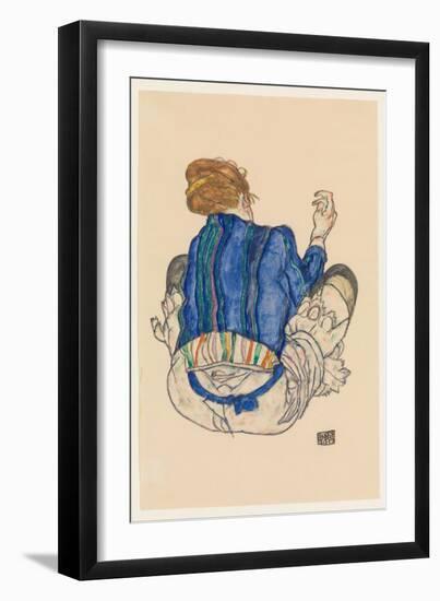 Seated Woman, Back View, 1917-Egon Schiele-Framed Giclee Print