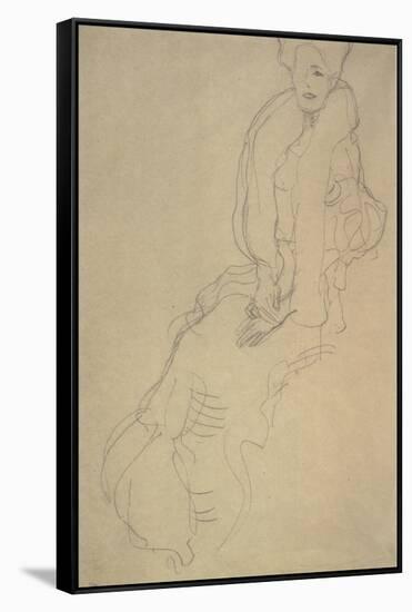 Seated Woman Facing Left-Gustav Klimt-Framed Stretched Canvas