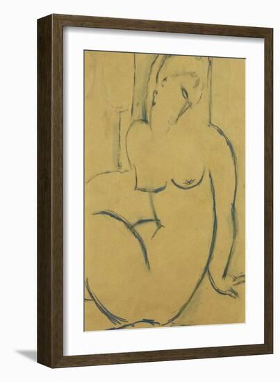 Seated Woman; Femme Assise-Amedeo Modigliani-Framed Giclee Print