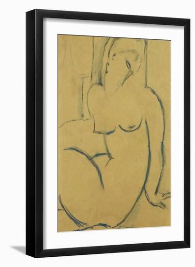 Seated Woman; Femme Assise-Amedeo Modigliani-Framed Giclee Print