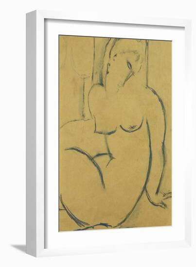 Seated Woman; Femme Assise-Amedeo Modigliani-Framed Giclee Print