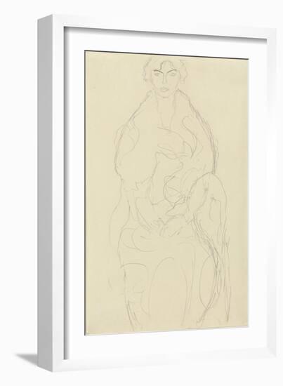 Seated Woman from the Front, C.1917-18-Gustav Klimt-Framed Giclee Print