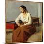 Seated Woman in Brown Skirt (Oil on Canvas)-Jean Baptiste Camille Corot-Mounted Giclee Print