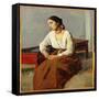 Seated Woman in Brown Skirt (Oil on Canvas)-Jean Baptiste Camille Corot-Framed Stretched Canvas