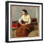 Seated Woman in Brown Skirt (Oil on Canvas)-Jean Baptiste Camille Corot-Framed Giclee Print